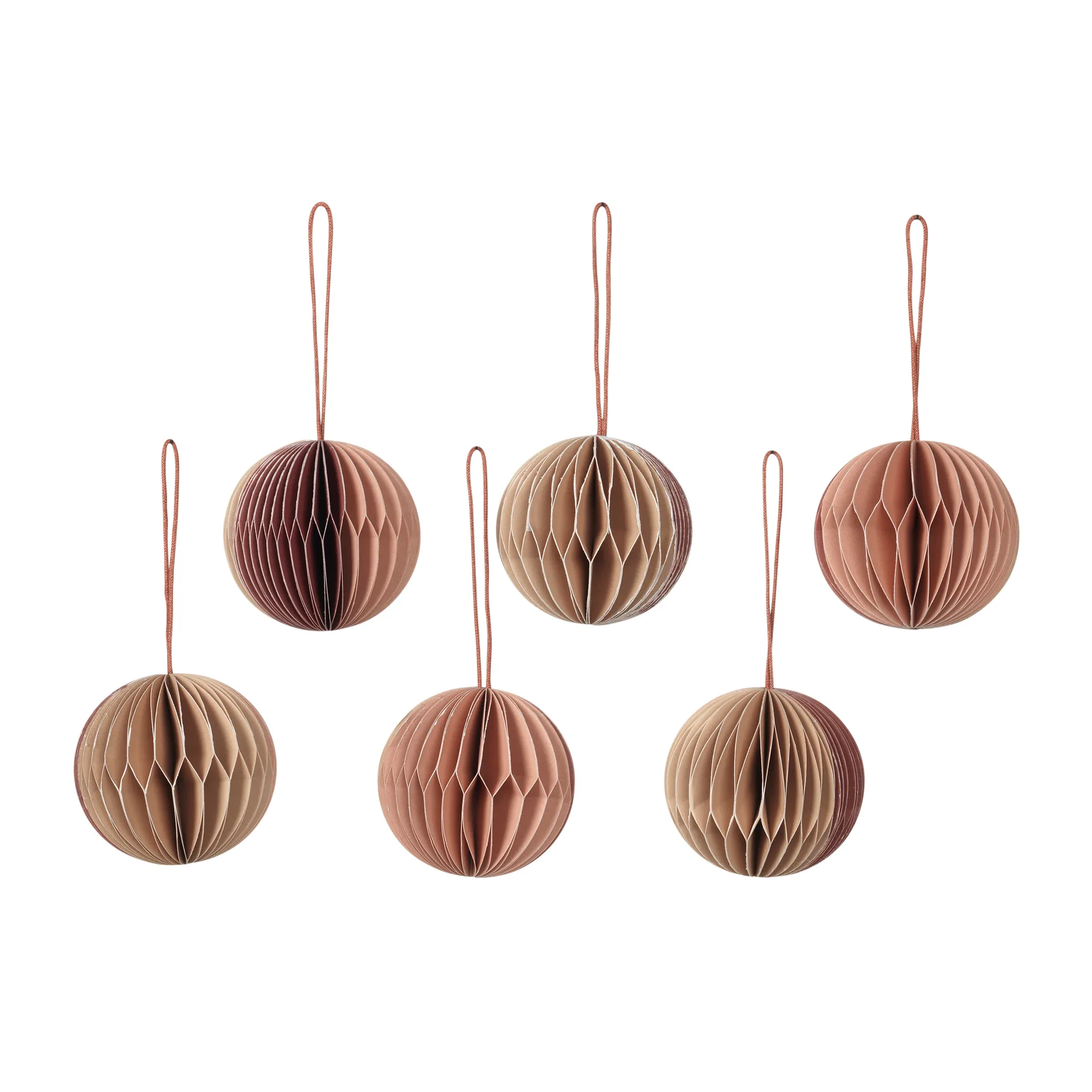 6 Bolas de navidad Ball honeycomb Ø5 cm, Multi/pink Broste Copenhagen