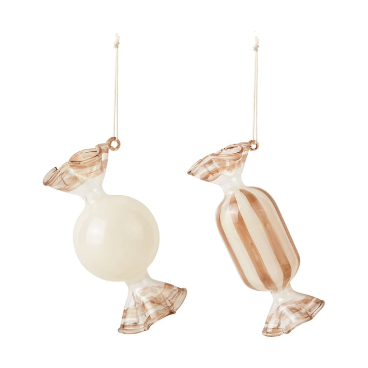 Adorno navideño Candy vidrio 2 piezas - Creme - Broste Copenhagen