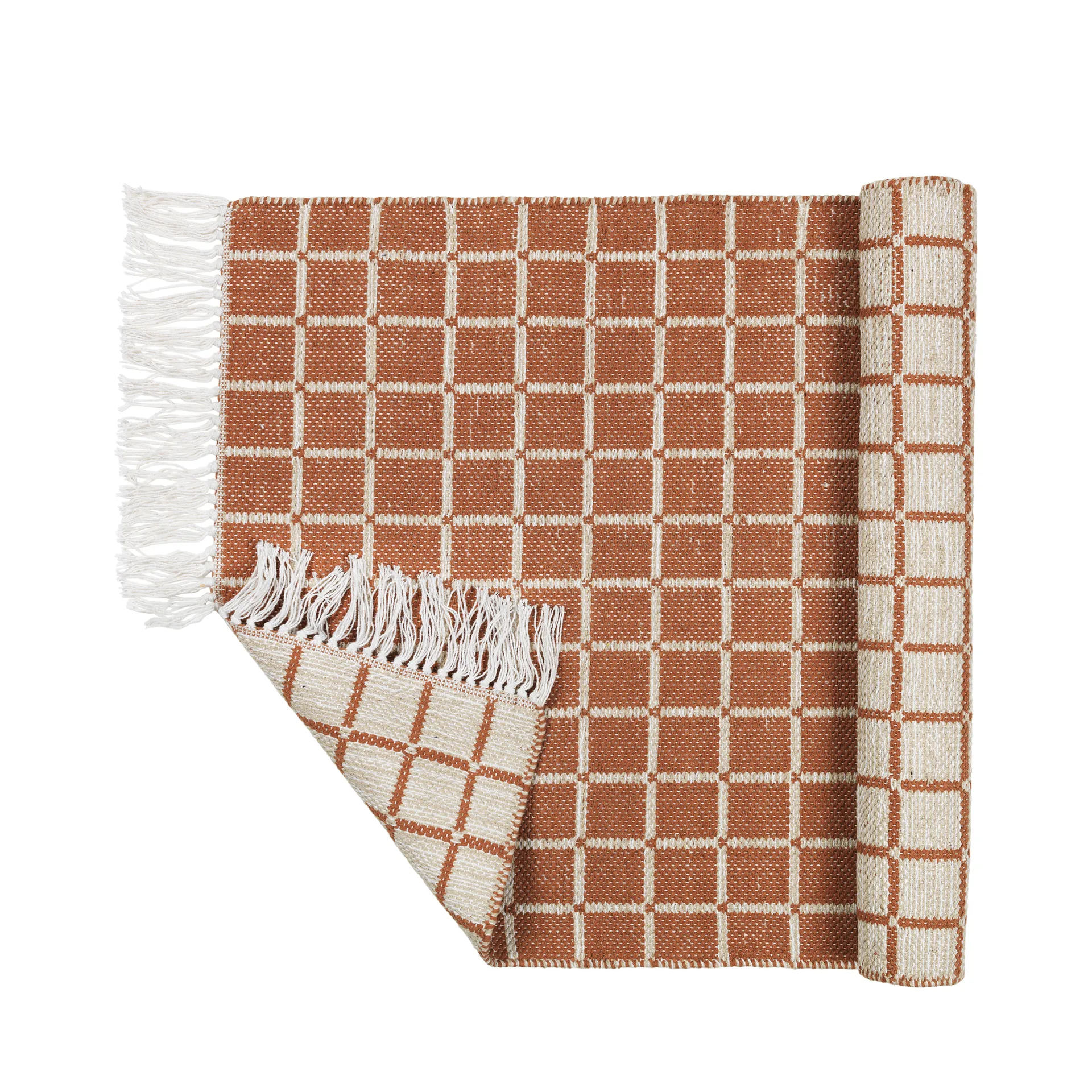 Alfombra de algodón Henny 70x140 cm, Light grey-rustic brown Broste Copenhagen
