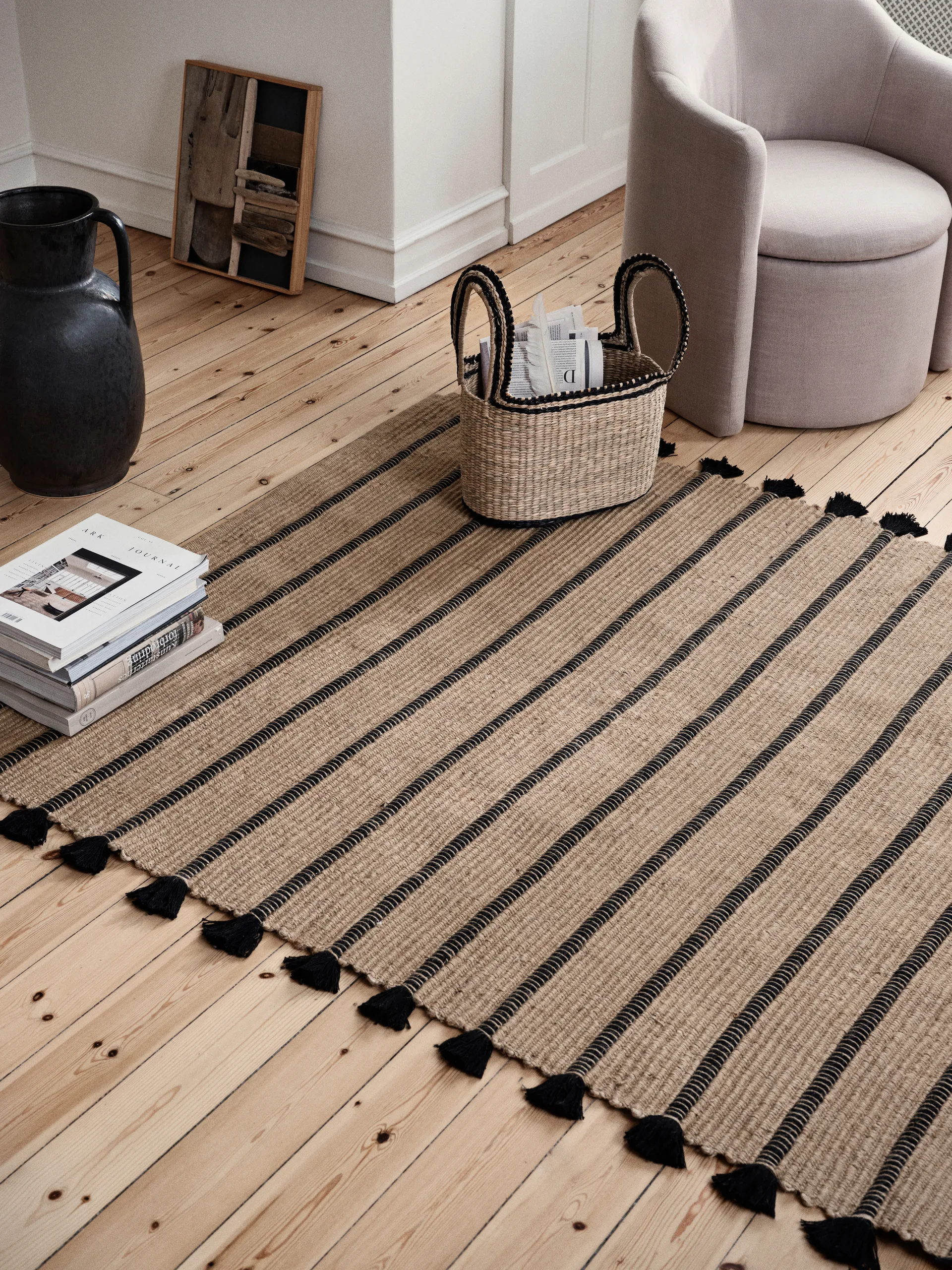 Alfombra Ezra 70x140 cm, Natural-black Broste Copenhagen