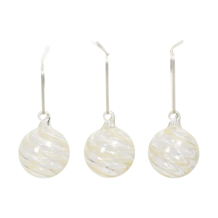 Bola de Navidad Swirl - Off White-Clear - Broste Copenhagen