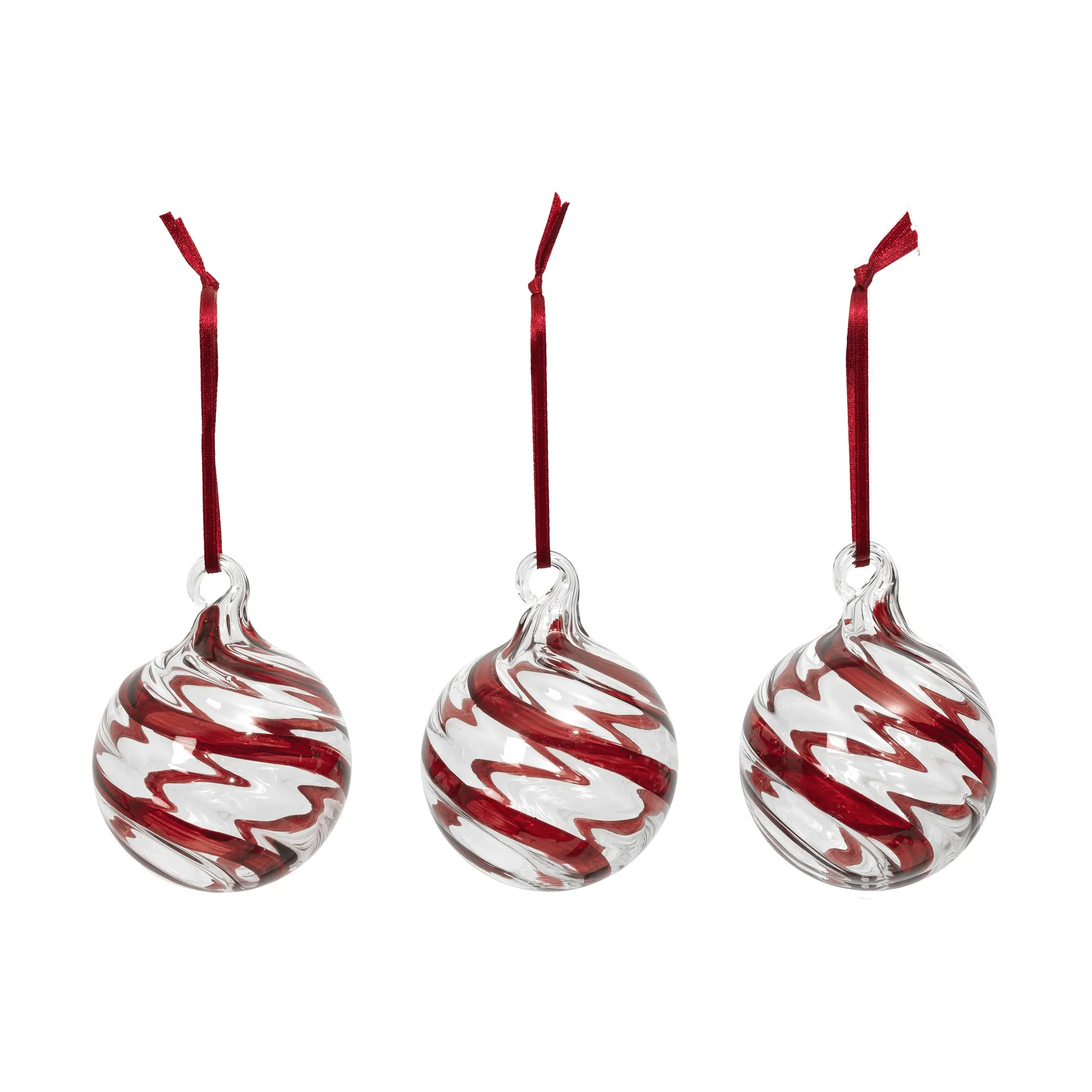 Bola de Navidad Swirl, Rojo intenso-Transparente Broste Copenhagen