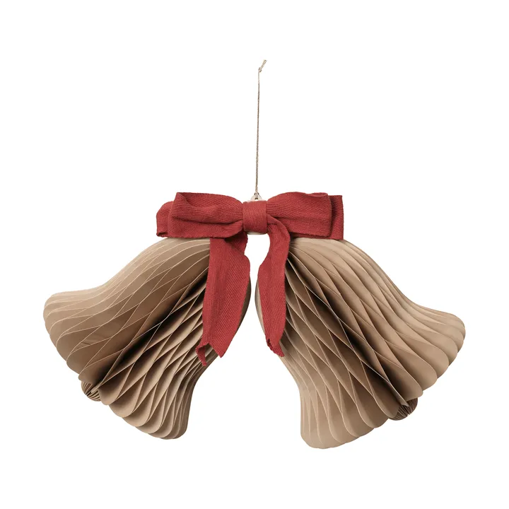 Campanilla para colgar en Navidad - Marrón natural-rojo - Broste Copenhagen