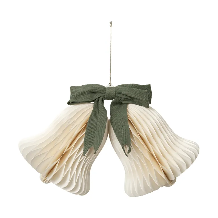 Campanilla para colgar en Navidad - Off White-Grape Leaf Green - Broste Copenhagen