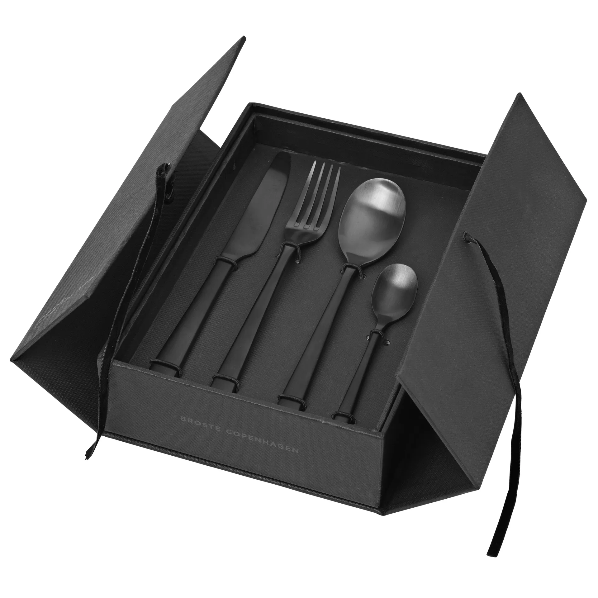Cubertería Hune 4 piezas, Titanium matte black Broste Copenhagen