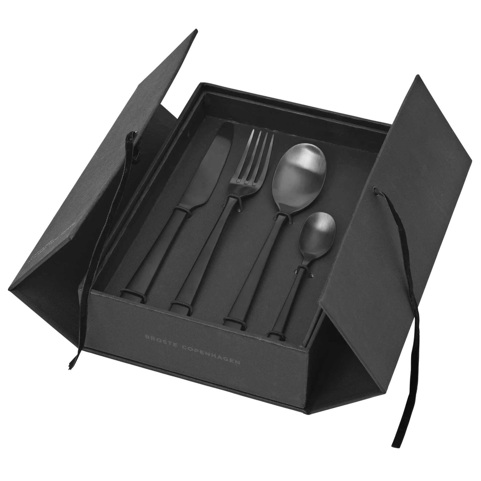 Cubiertos Hune 16 piezas, titanium mat black Broste Copenhagen