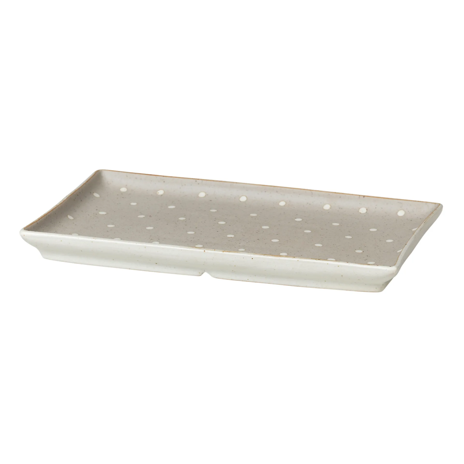 Plato Eli 17,6x20 cm, Matte soft light grey dots Broste Copenhagen