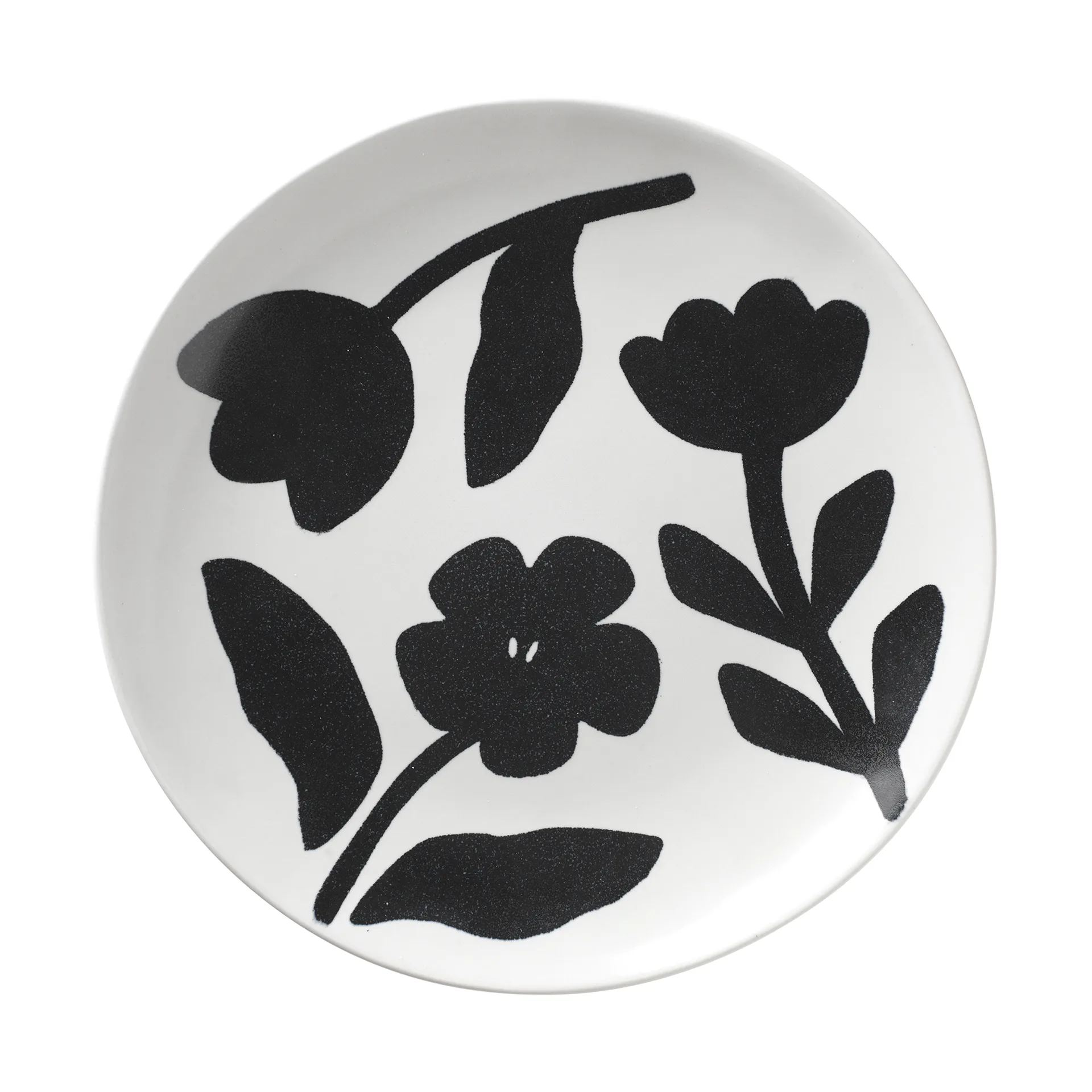 Plato Flora Ø26 cm, Black-off white Broste Copenhagen