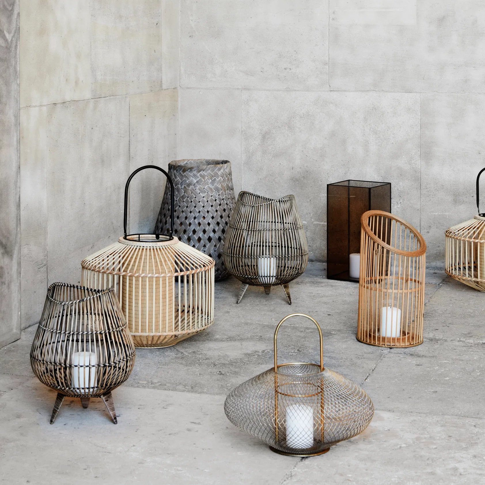 Portavelas Flax bambú, pequeño Broste Copenhagen