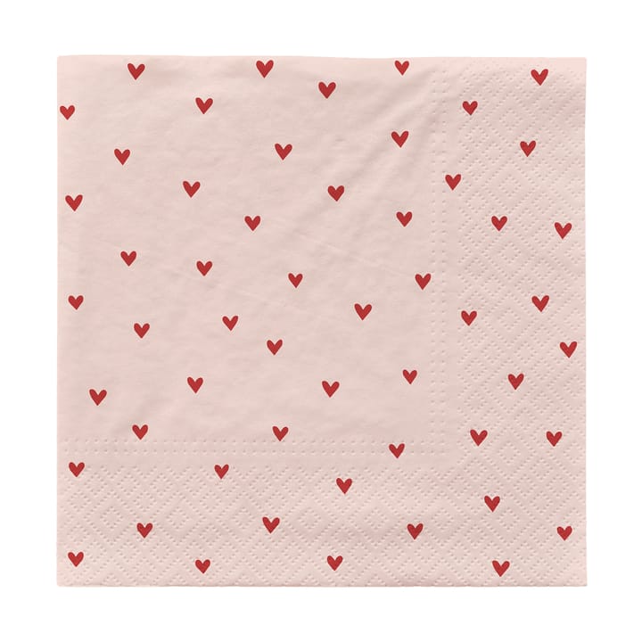 Servilletas Amor 33x33 cm, 20-pack - Soft pink-red - Broste Copenhagen