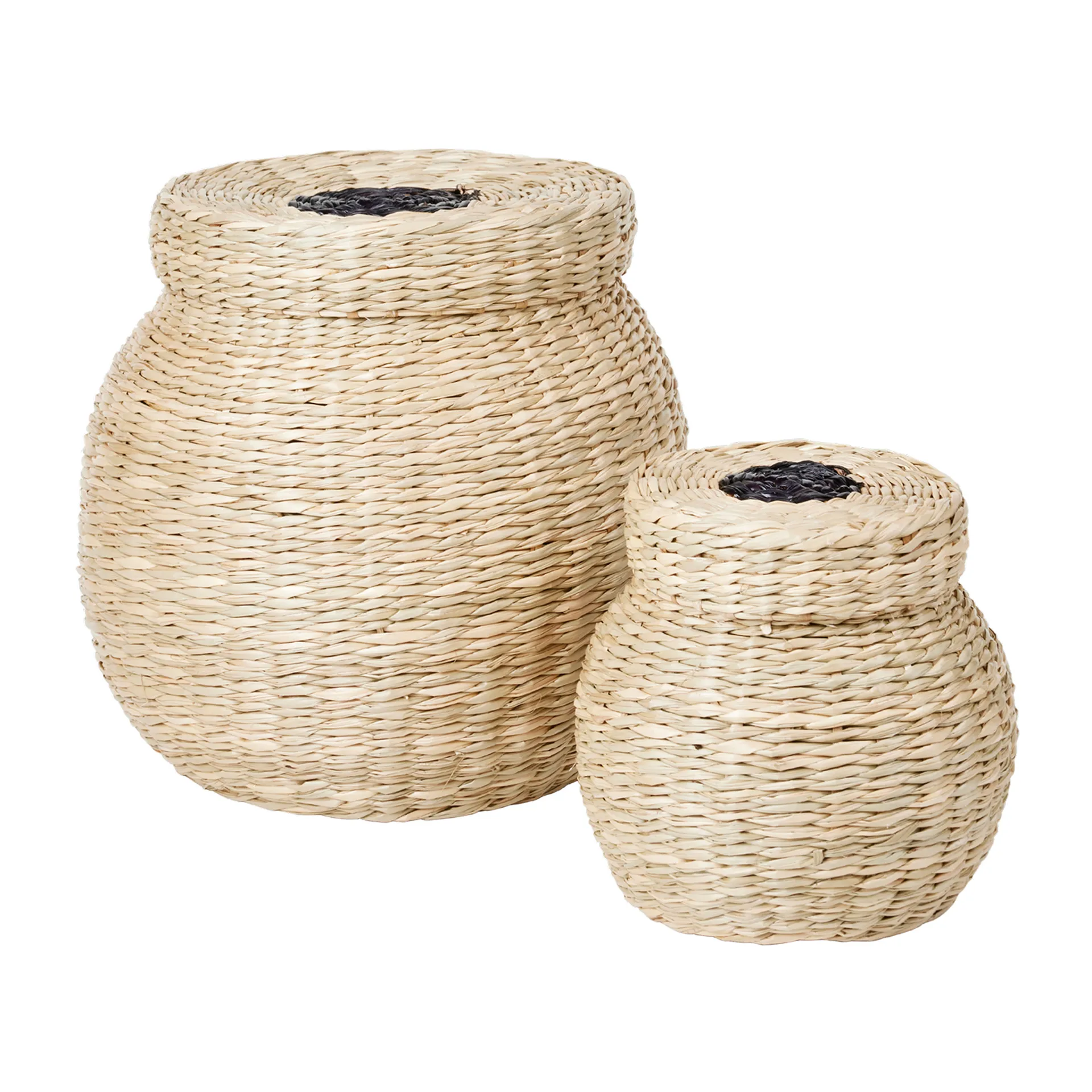 Set de 2 cestas Carmen, Natural-black Broste Copenhagen