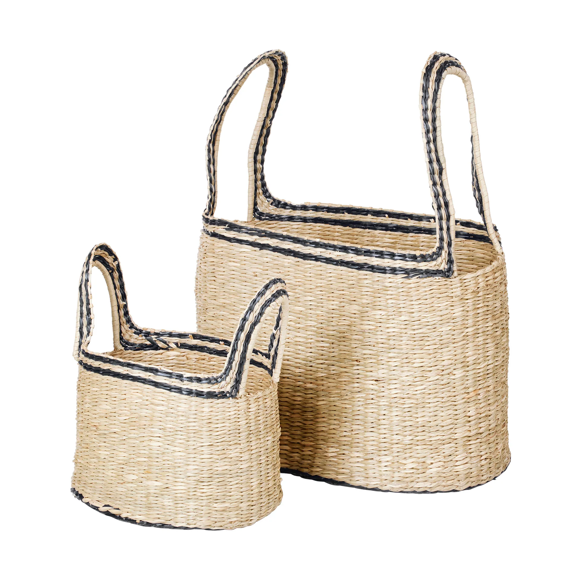 Set de 2 cestas Lykke, Natural-black Broste Copenhagen
