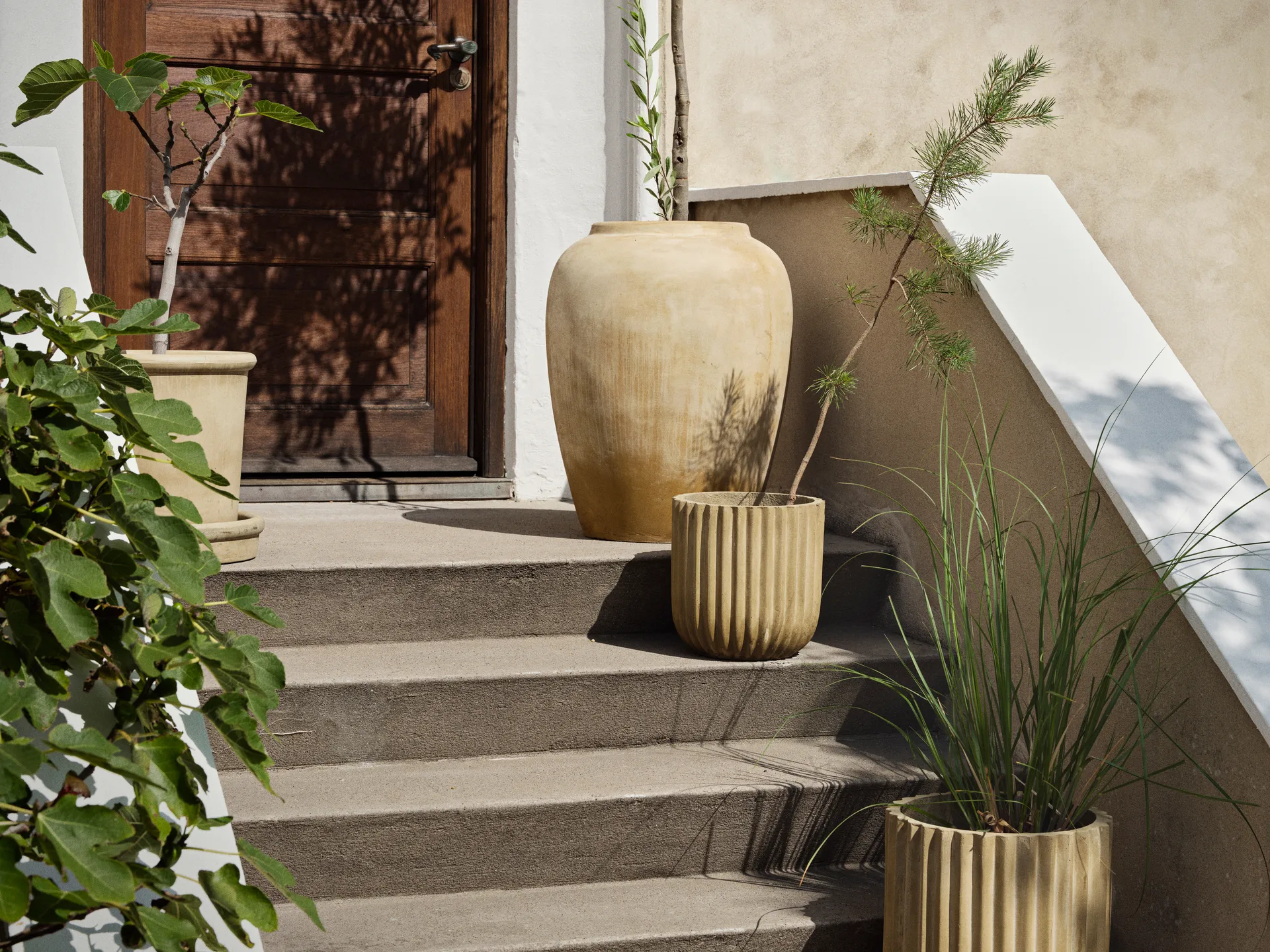 Set de 2 macetas Fiber, Antique beige Broste Copenhagen