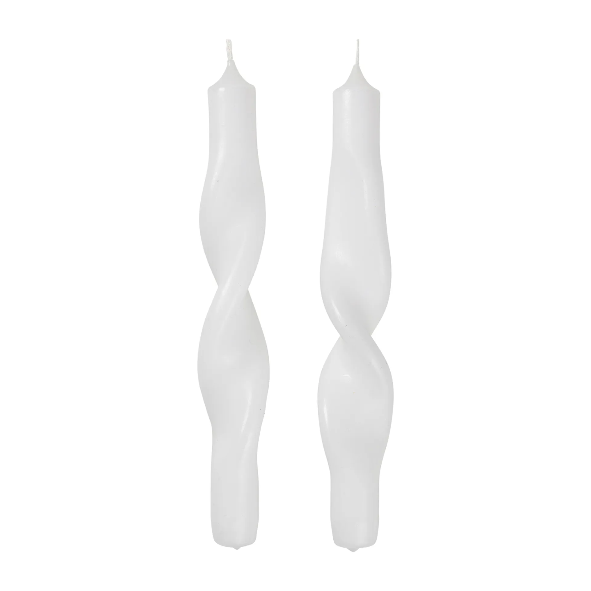 Set de 2 velas en espiral Twist twisted candles 23 cm, Pure white Broste Copenhagen