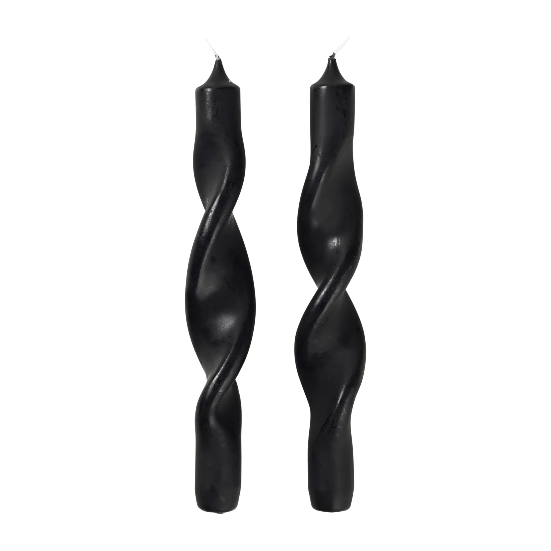 Set de 2 velas en espiral Twist twisted candles 23 cm, Simply black Broste Copenhagen