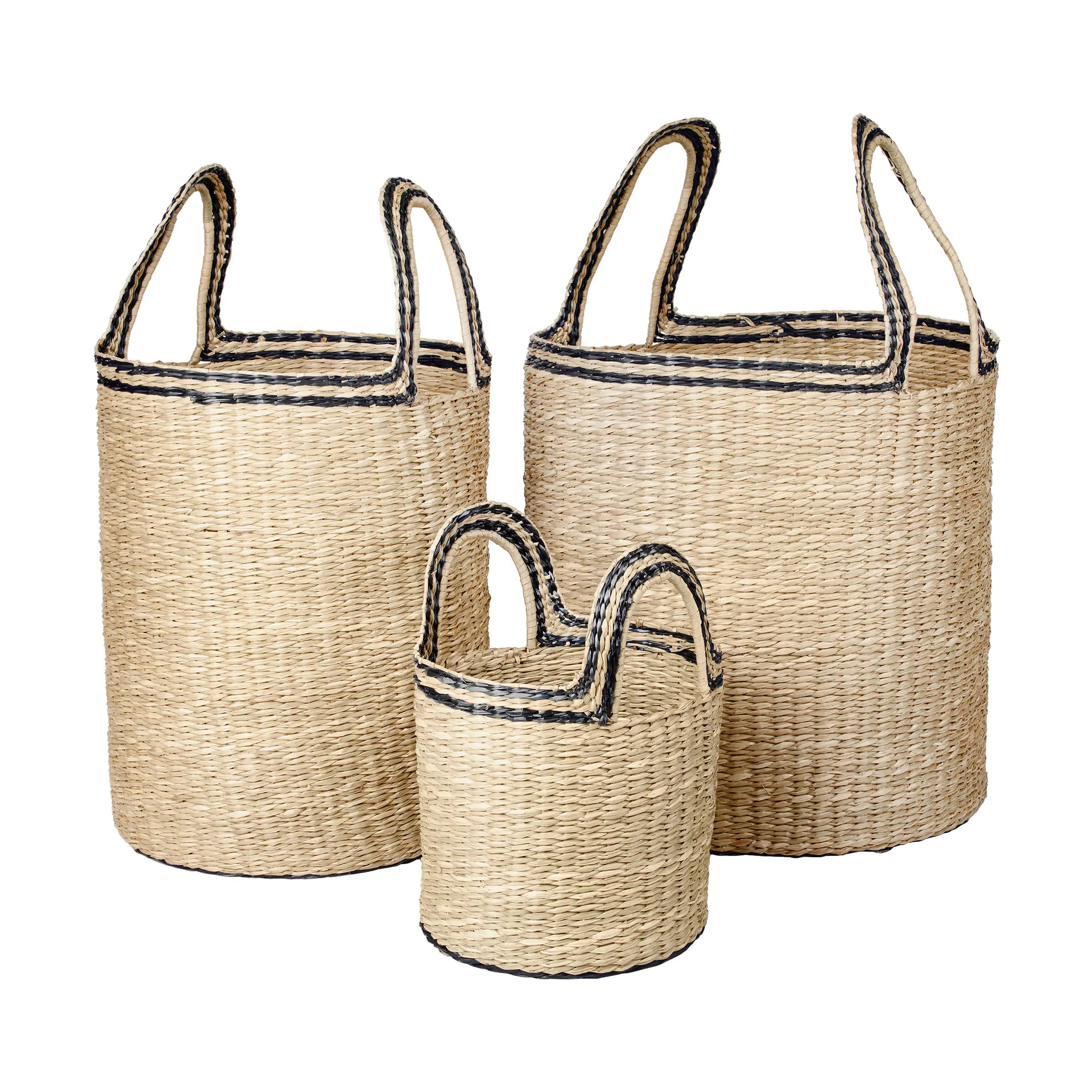 Set de 3 cestas Lykke, Natural-black Broste Copenhagen