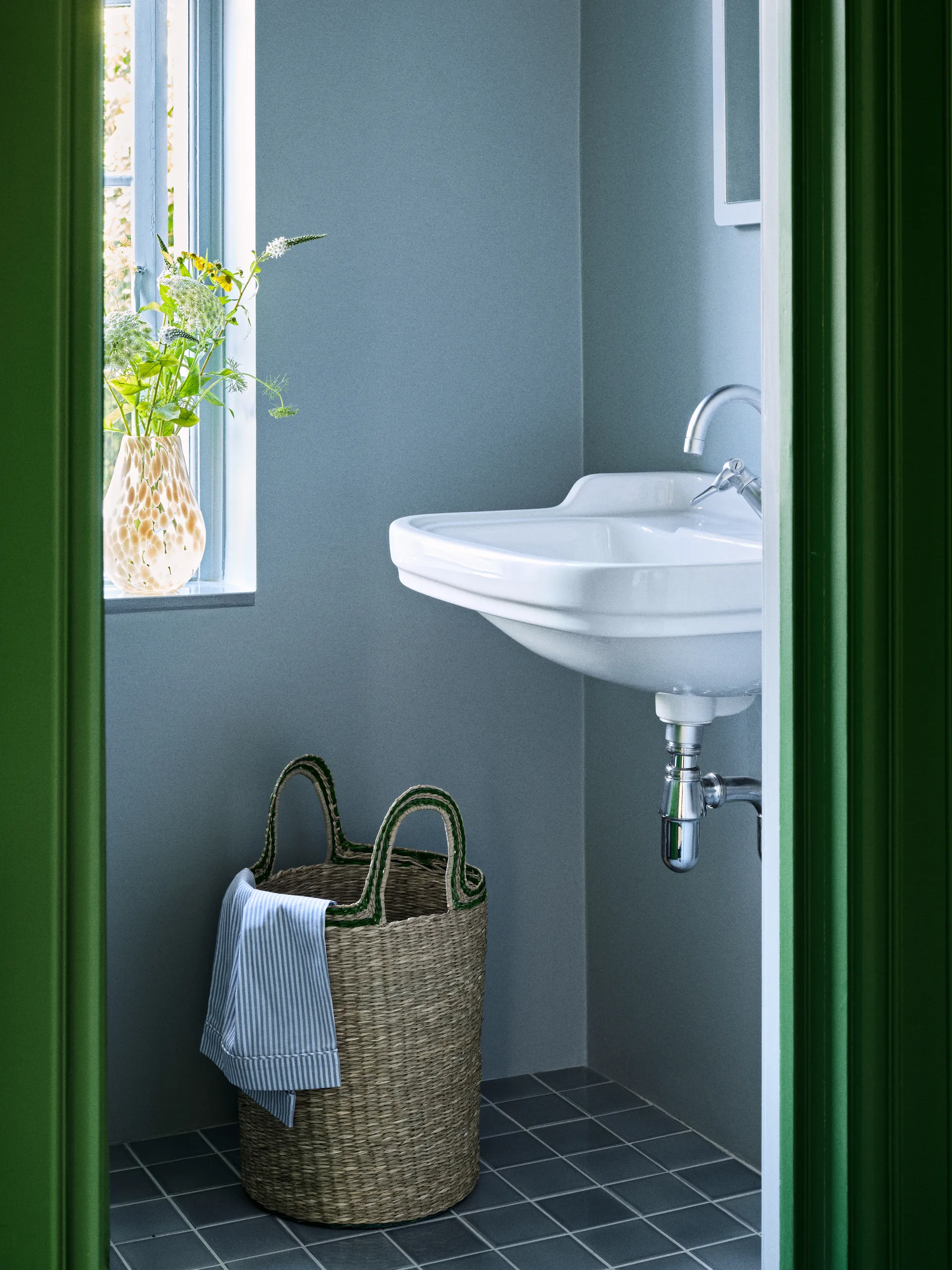 Set de 3 cestas Lykke, Natural-green Broste Copenhagen