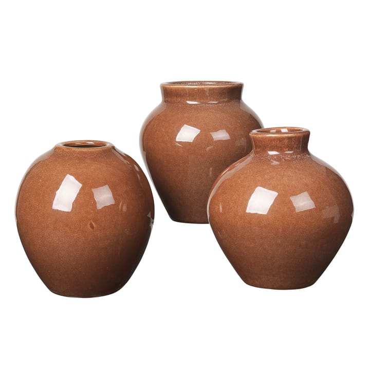 Set de 3 jarrones de cerámica Ingrid 14,5 cm - Caramel cafe - Broste Copenhagen