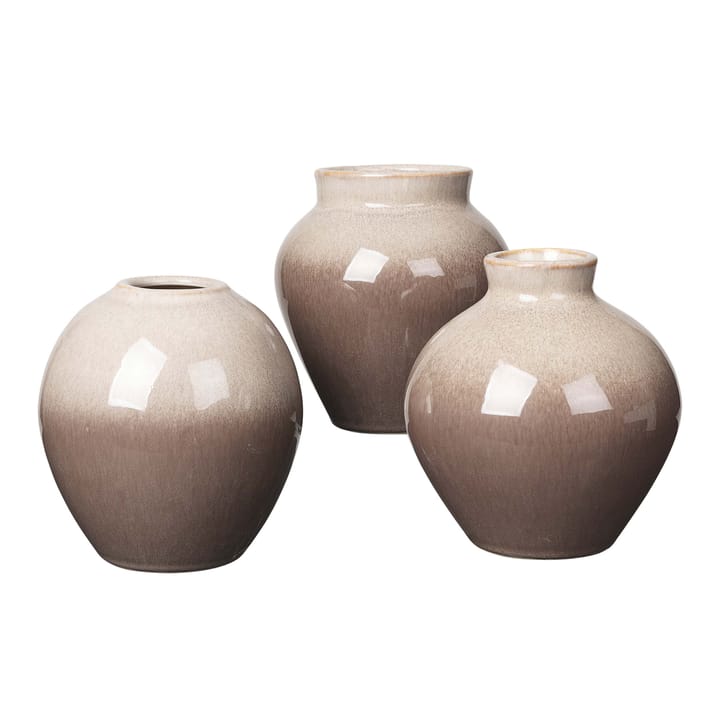Set de 3 jarrones de cerámica Ingrid 14,5 cm - Simple taupe-brown - Broste Copenhagen