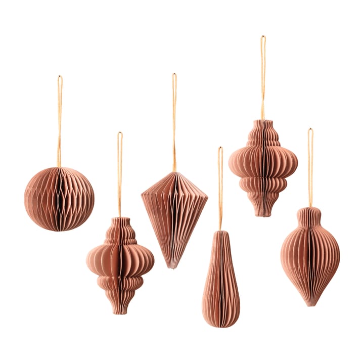 Set de 6 colgantes de navidad Christmas mix - Dusty pink - Broste Copenhagen