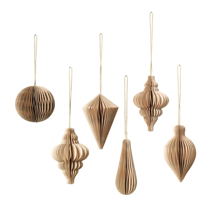 Set de 6 colgantes de navidad Christmas mix - Natural brown - Broste Copenhagen