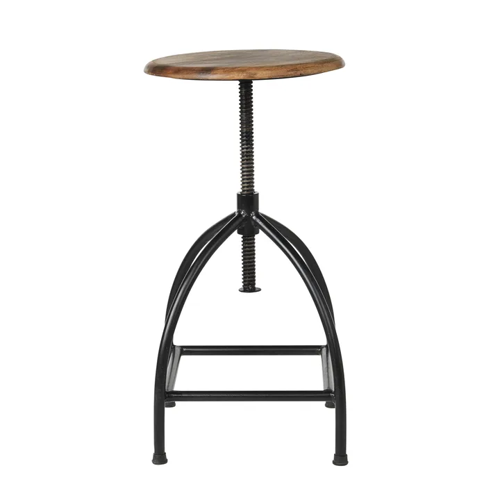Taburete redondo Sire - Negro-naturaleza, Ø33x73 cm - Broste Copenhagen
