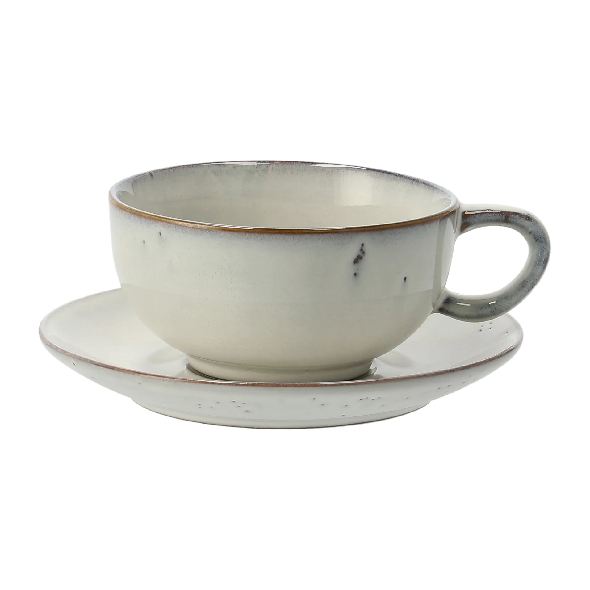 Taza de té y plato Nordic Sand, 5,8 cm Broste Copenhagen