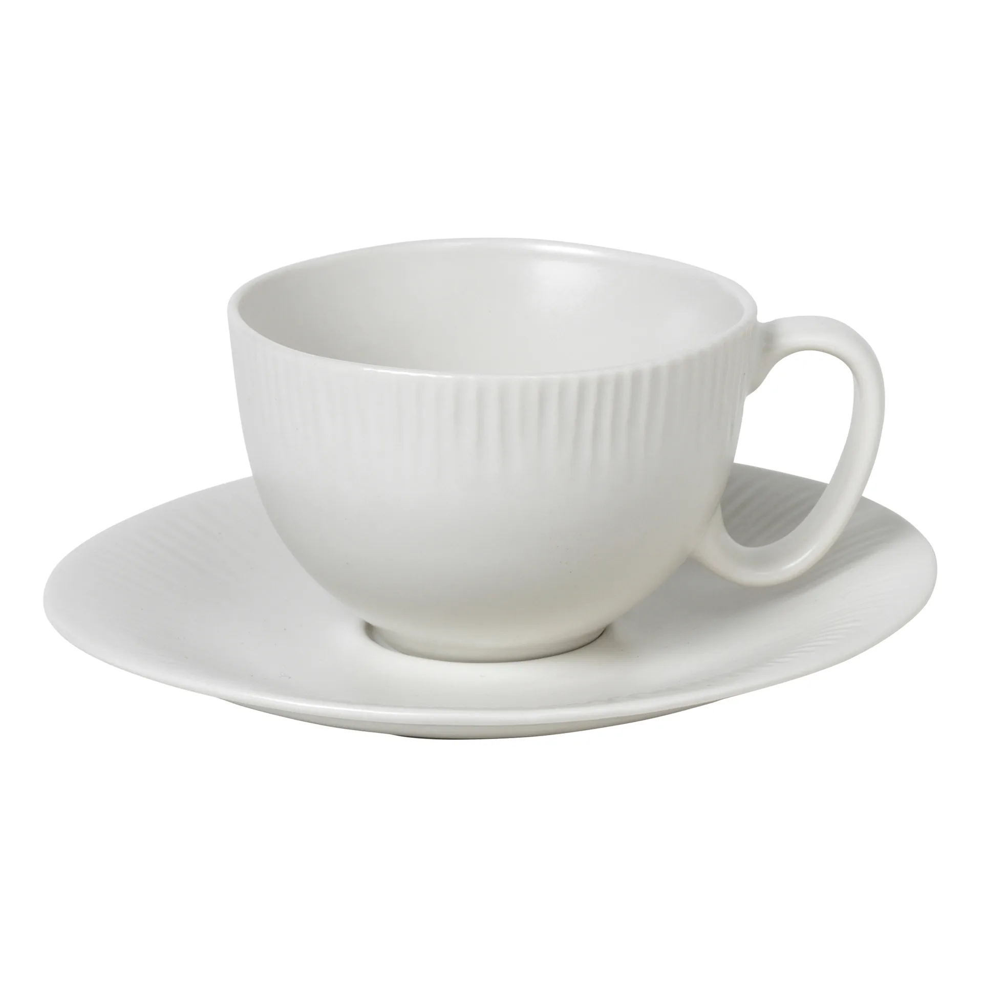 Taza y platillo Sandvig soft white, 12,5 cl Broste Copenhagen