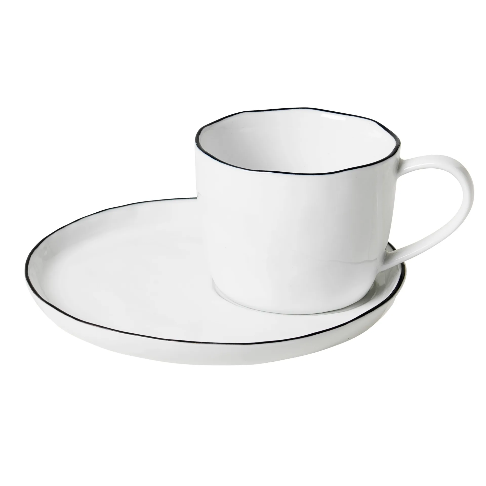 Taza y plato Salt, grande, 6,5 cm Broste Copenhagen