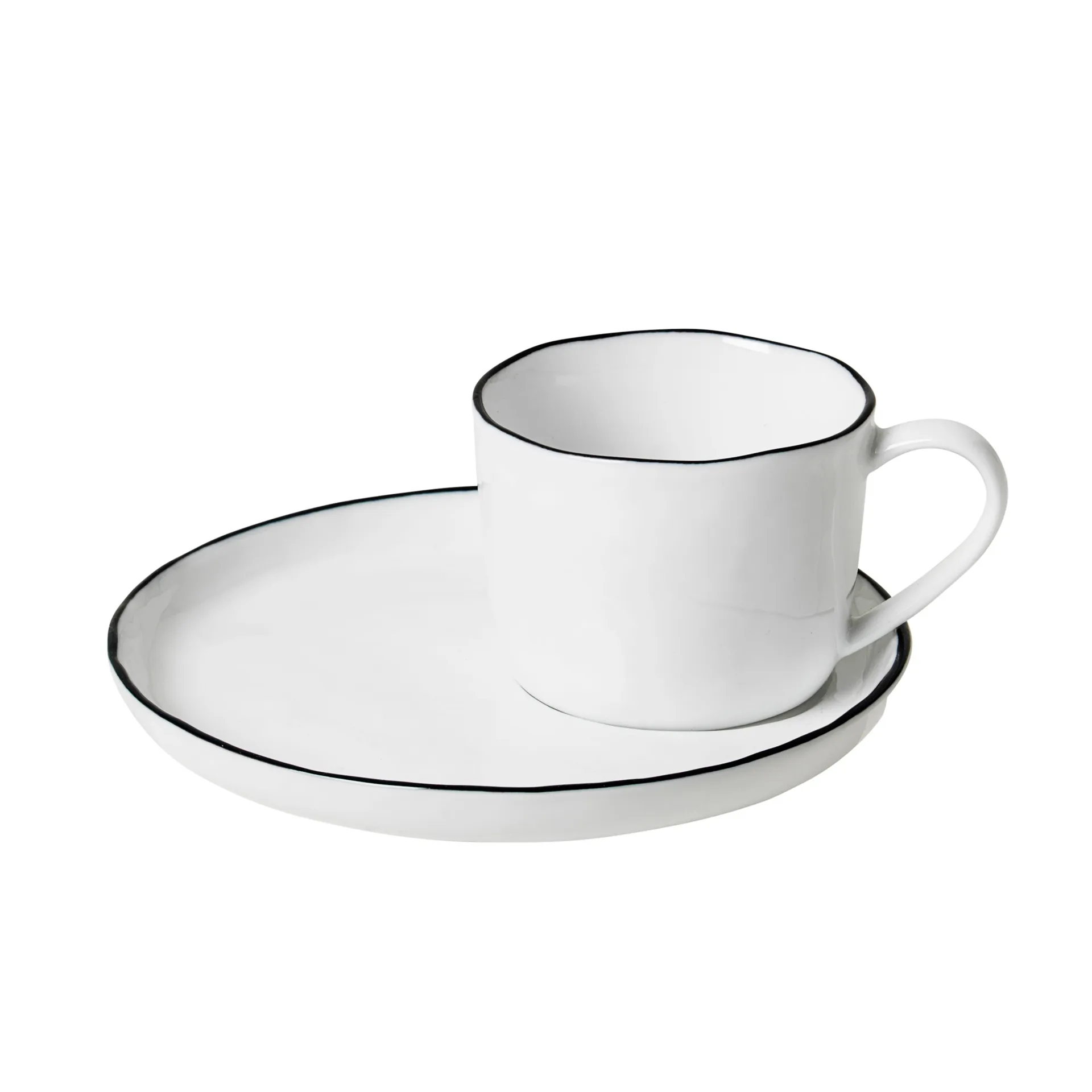 Taza y plato Salt, pequeña, 5 cm Broste Copenhagen