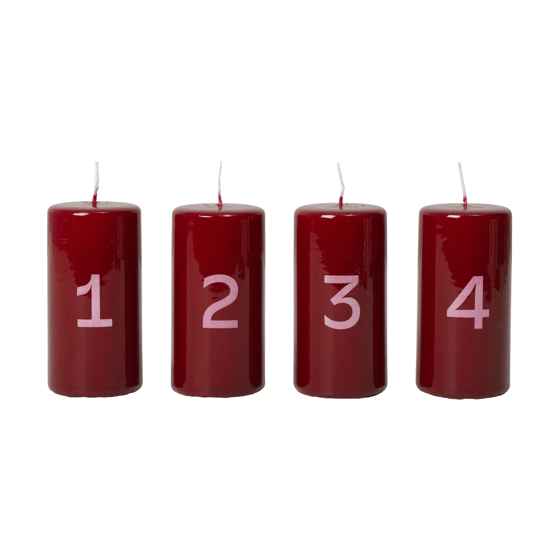 Vela de Adviento Broste, Burdeos-Blanco, 4 piezas Broste Copenhagen
