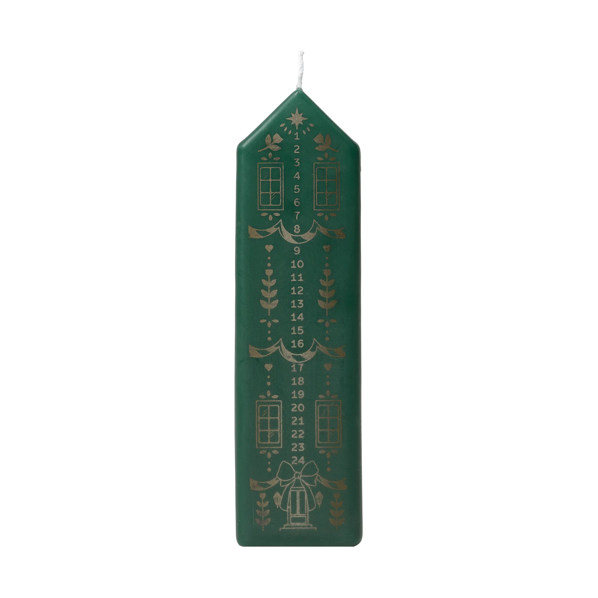 Vela de adviento Casa, Dark Green-Gold Broste Copenhagen