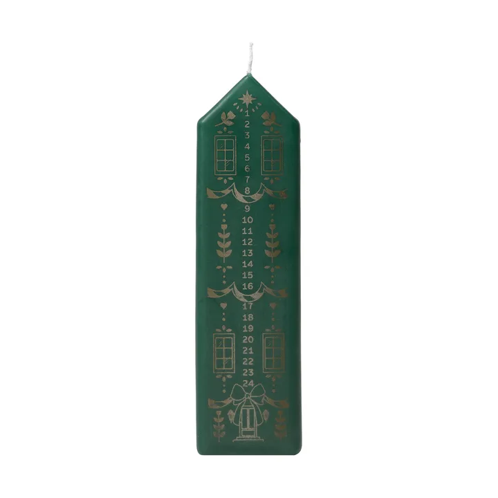 Vela de adviento Casa - Dark Green-Gold - Broste Copenhagen