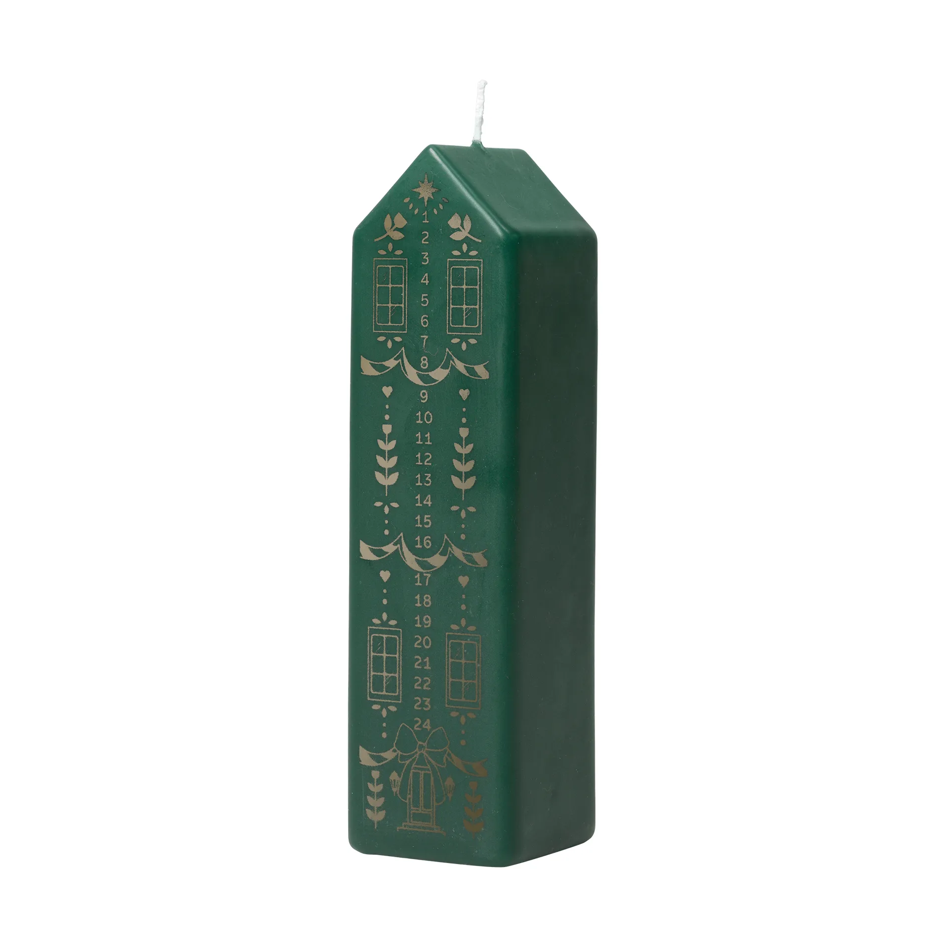 Vela de adviento Casa, Dark Green-Gold Broste Copenhagen