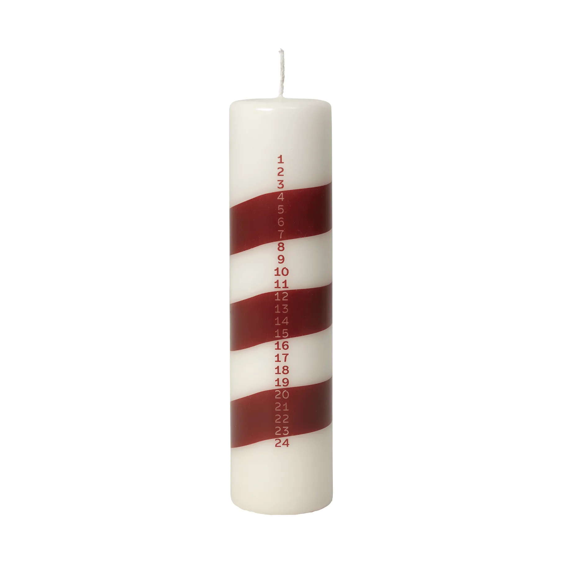 Vela de adviento Linea, Off White-Burgundy Broste Copenhagen