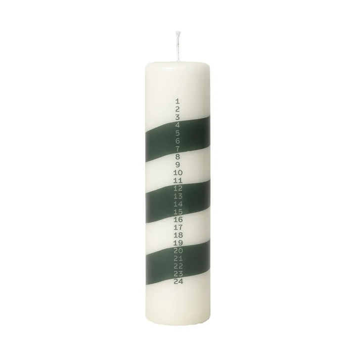Vela de adviento Linea - Off White-Dark Green - Broste Copenhagen