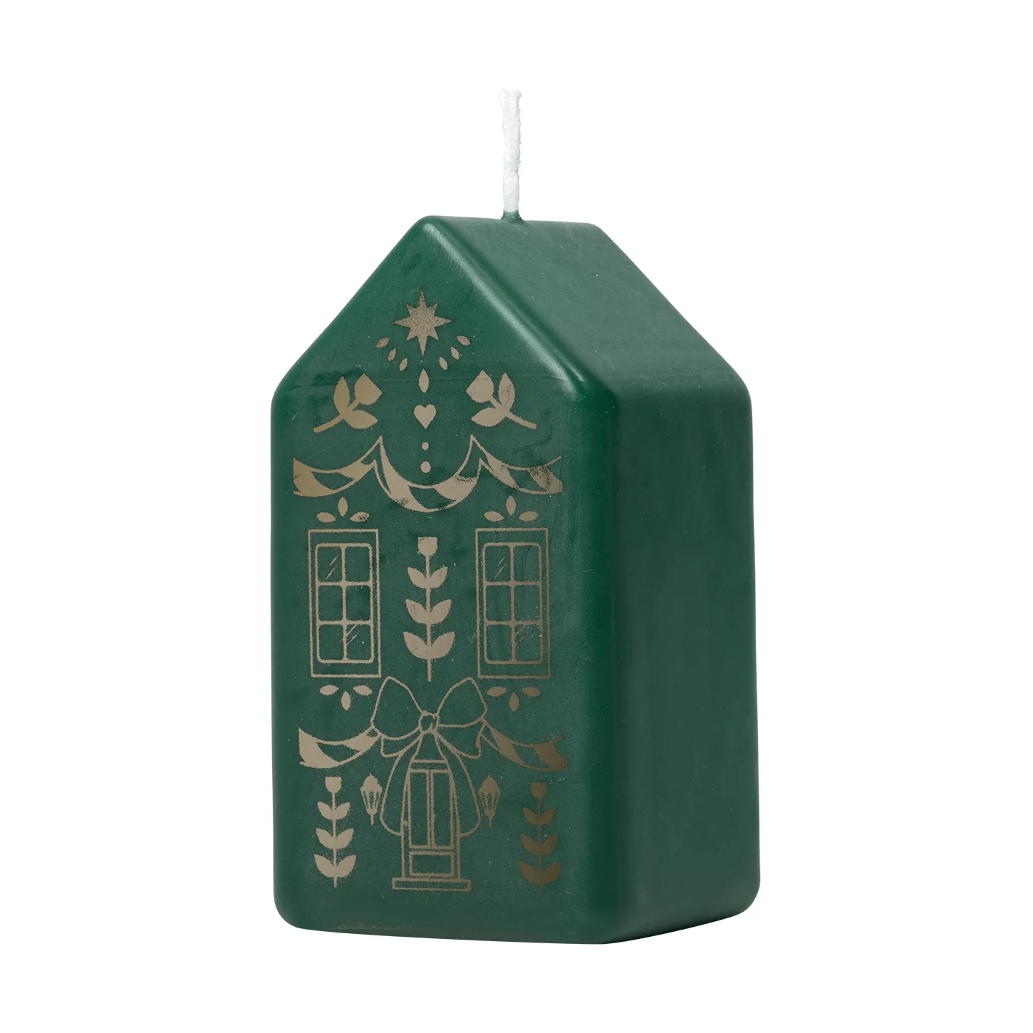 Vela de bloque Casa, Dark Green-Gold Broste Copenhagen