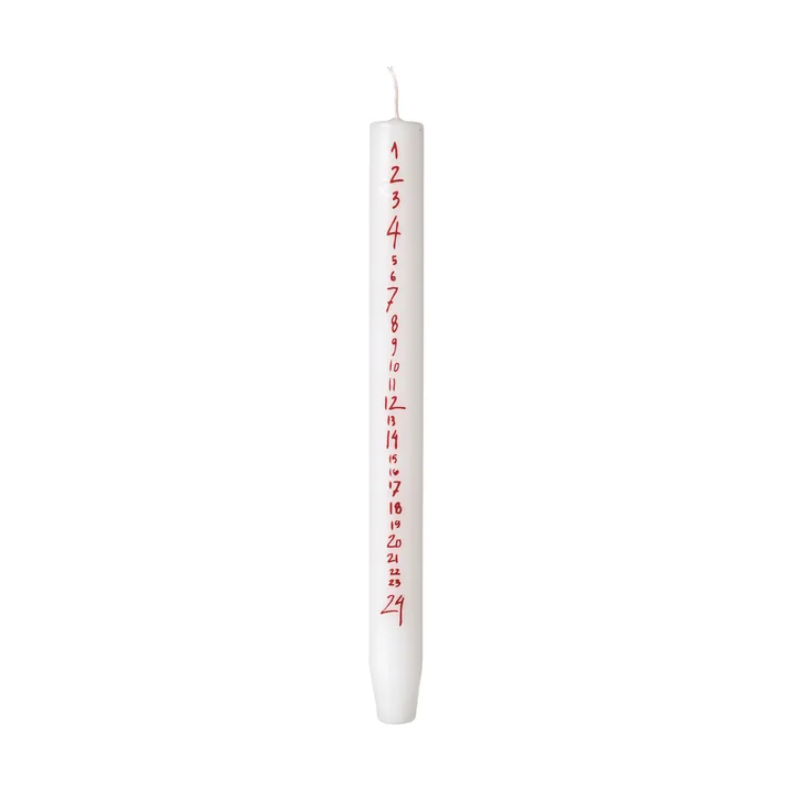 Vela de calendario Handwritten - Pure White-Red - Broste Copenhagen