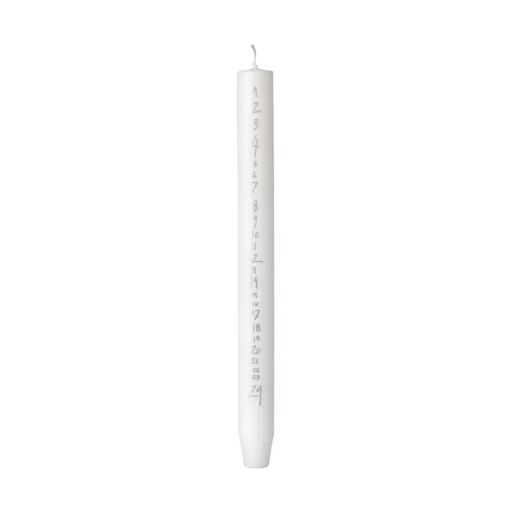 Vela de calendario Handwritten - Pure White-Silver - Broste Copenhagen