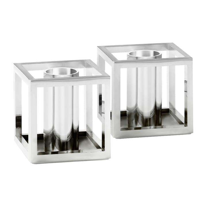 2 Candelabros Kubus Micro - Níquel - By Lassen