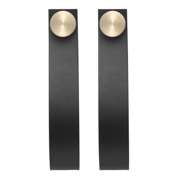 2 Colgadores Stropp - cuero negro-pomo latón - By Lassen