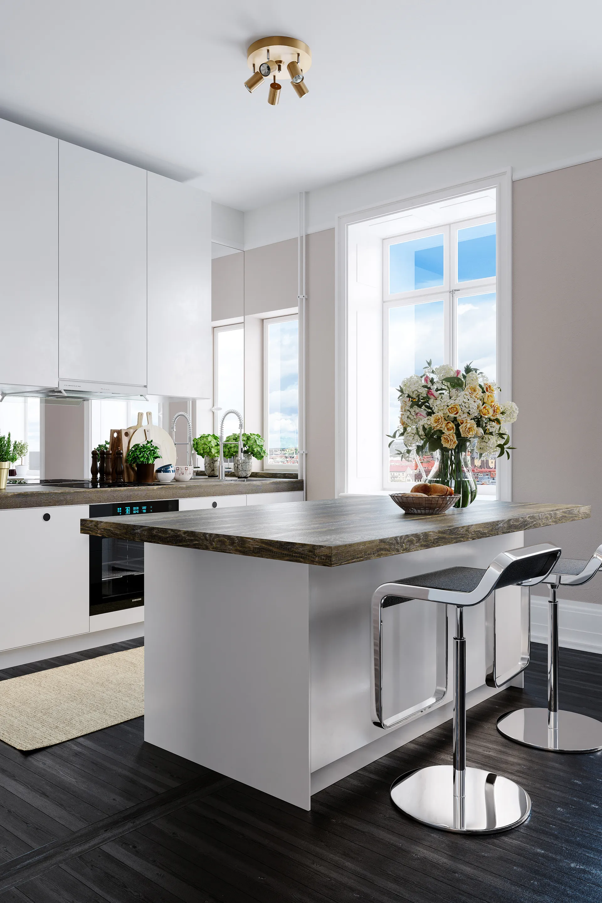 Foco de techo con 3 focos Correct, Dorado By Rydéns