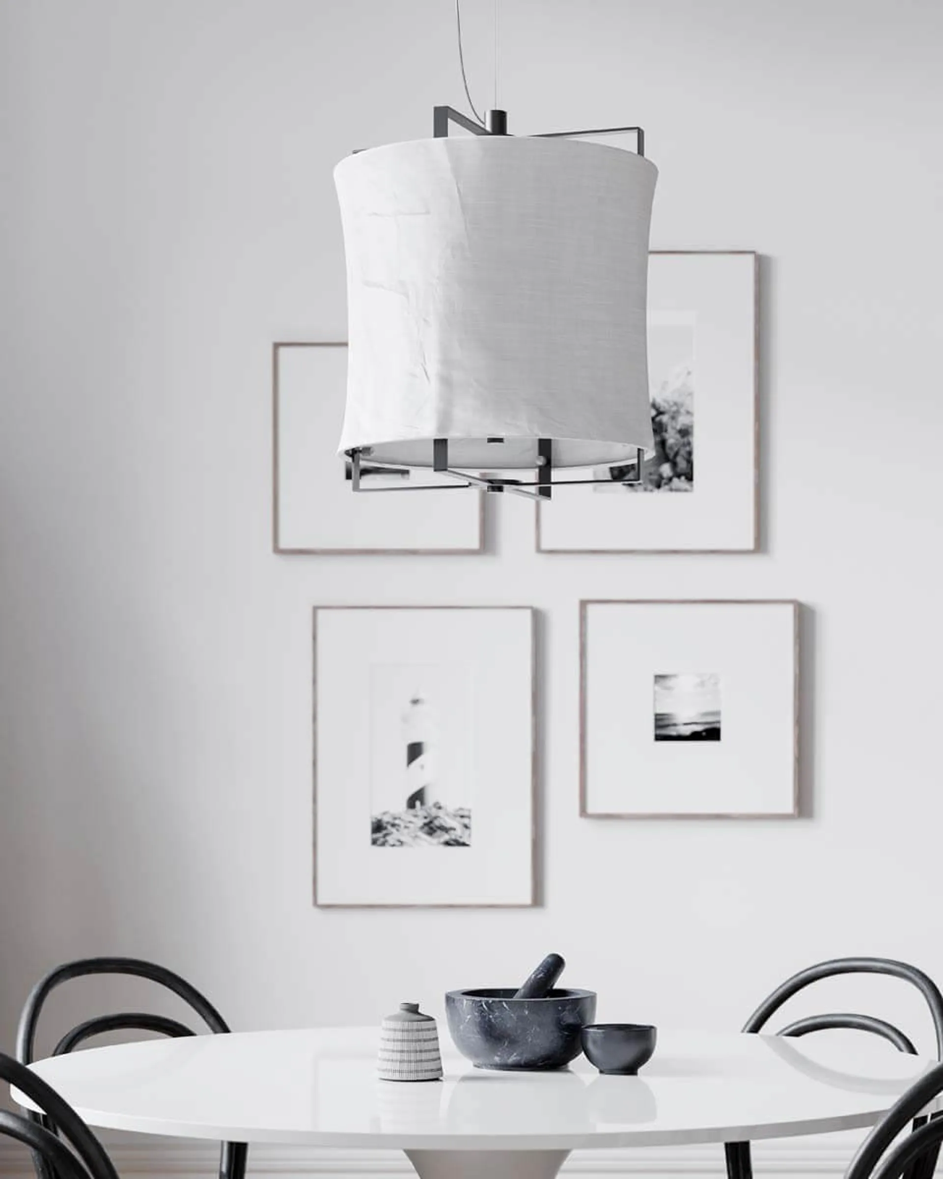 Lámpara colgante Softy Ø35 cm, Blanco mate-negro mate By Rydéns