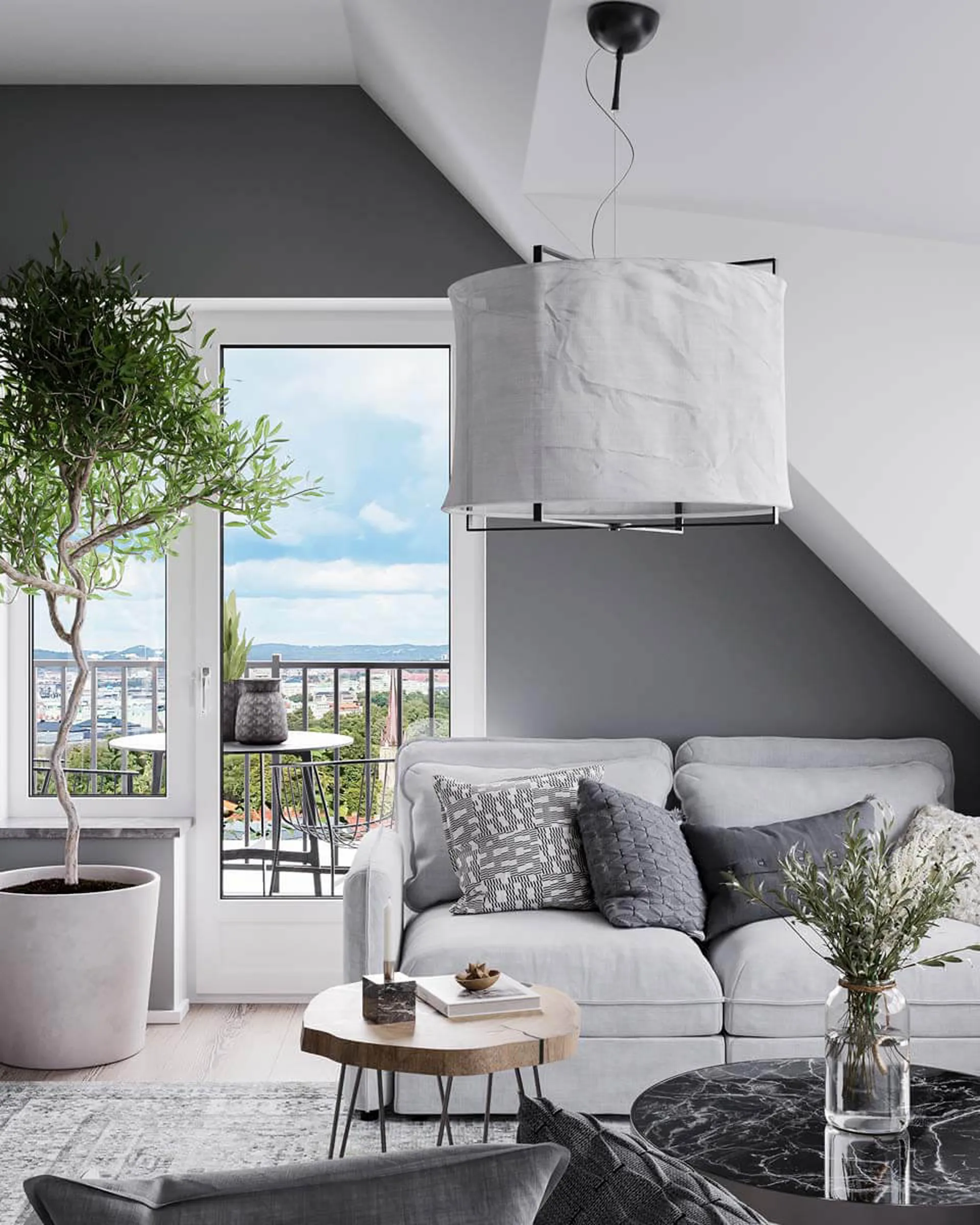 Lámpara colgante Softy Ø60 cm, Blanco mate-negro mate By Rydéns