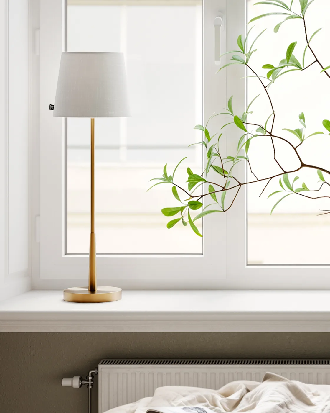 Lámpara de mesa Lumi 68,5 cm, Dorado-blanco By Rydéns