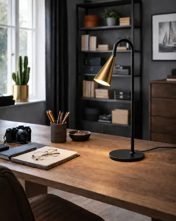Lámpara de mesa Spline - Negro-latón, 55 cm - By Rydéns