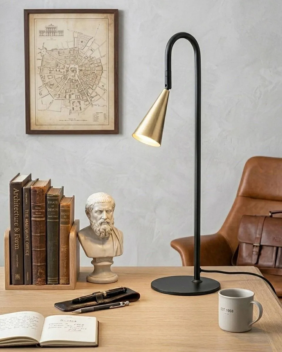 Lámpara de mesa Spline, Negro-latón, 55 cm By Rydéns