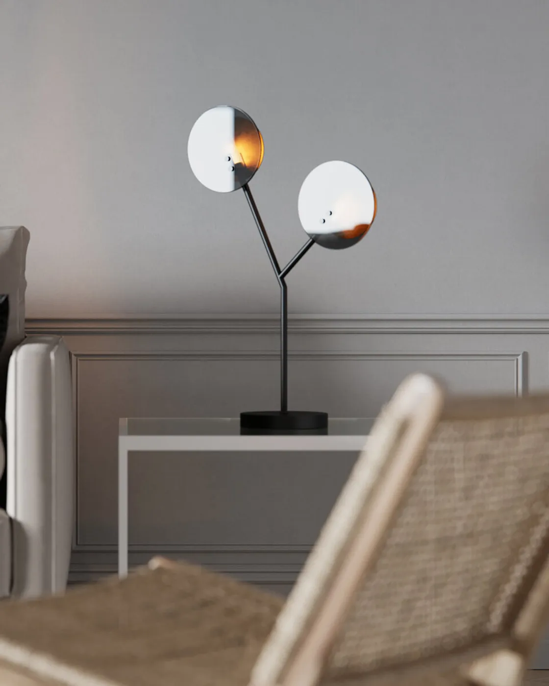 Lámpara de mesa Turno 59 cm, Mate negro-dorado By Rydéns