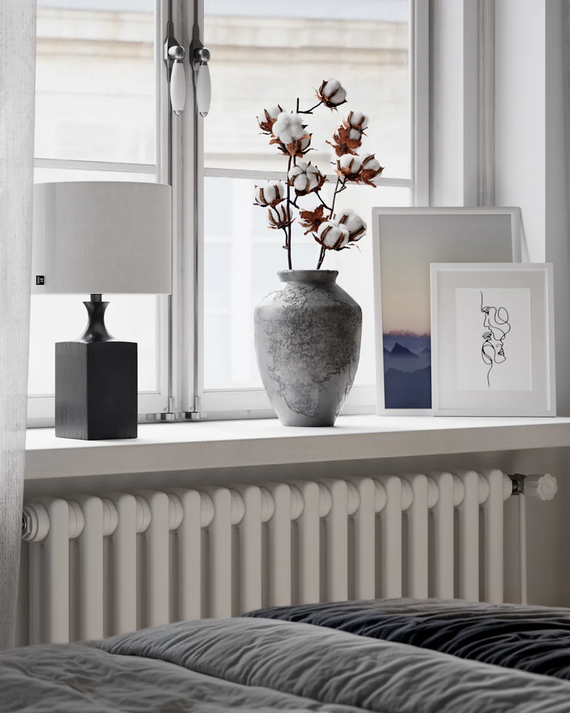 Lámpara de mesa Woody 41 cm, Negro y blanco By Rydéns