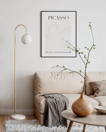 Lámpara de pie Bellagio 163 cm - Latón-blanco - By Rydéns